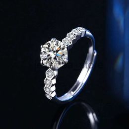 Band Rings Sterlsilver S925 Honeycomb 50 cent diamond rClassic six claw Mossangstone rone karat rwomen's weddring J231127