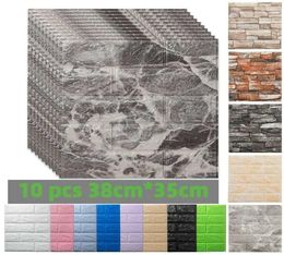 10pcs 3D Wall Stickers Self Adhesive Foam Wallpaper Home Decor Living Room Bedroom House Decoration Bathroom Soft Wall Panels 22015960519