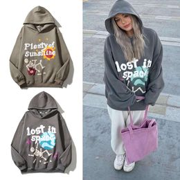 Couple niche trendy brand graffiti foam letter printed hoodie sweater jacket