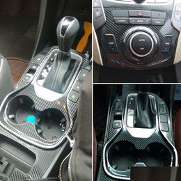 Car Stickers For Hyundai Santafe Ix45 2013-17 Interior Central Control Panel Door Handle 5D Carbon Fibre Decals Styling Accessorie2352 Otxao