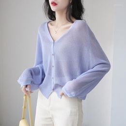 Women's Knits 2023 Spring Summer Sun-protective Clothing Fashion Women's Shirts Cardigan Knitwears Sweater Knit Tops Sandbeach Holiday