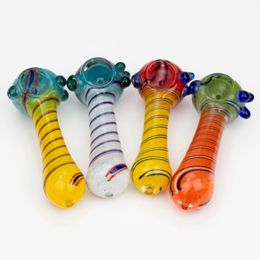 Cool Colourful Thick Glass Pipes Portable Spoon Bowl Herb Tobacco Philtre Bong Handpipe Handmade Cigarette Holder Oil Rigs Smoking