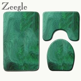 Mats Zeegle Green Bathroom Mat Set Toilet Rugs NonSlip Toilet Seat Cover Mat Bathroom Decor Shower Carpet Absobent Shower Floor Pad