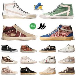 High-quality star sports shoes Italian brand do old dirty shoes slip star shoes gold pink laminated leather star and black flash classic white high-top casual shoes