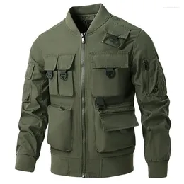 Men's Jackets Mens Spring Autumn Bomber Multi-pocket Military Cargo Coats Outdoor Camping Hiking Windproof Tactical Pilot Outwear