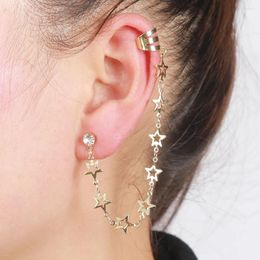 Backs Earrings Ear Bone Clip Tassel Gold Color Long Earring Jewelry Cuffs Double Studs Exquisite Butterfly