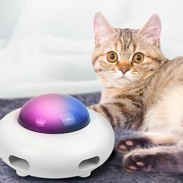 Toys Interactive Electronic Cat Toy UFO Smart Low Noise Indoor Cats With Rotating Feather UFO Auto ShutOff Random USB Charge Cat Toy