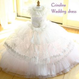 Dresses Unique Handmade Dog Clothes Gown Luxury Pet Supplies Wedding Dress Trailing Classic Crinoline White Nightgown Chapel Train