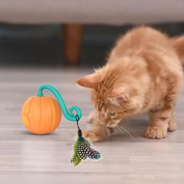 Toys Automatic Cat Toy Interactive USB Pumpkin Shape Pet Rolling Ball Smart Sensing Training Selfmoving Funny Toys for Cats Products