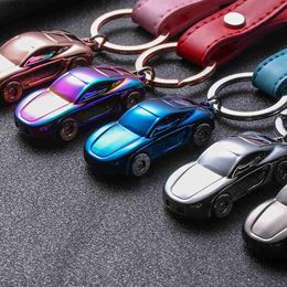 Key Rings Jobon Custom Lettering KeyChain LED Lights KeyChains Customise Gift For Car Key Chain Leather Rope Holder Zinc Alloy Pendant J230427