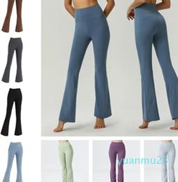 Women Yoga Pants Solid Color Nude Sports Shaping Waist Tight Flared Fitness Loose Jogging Sportswear Womens