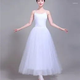 Stage Wear Ballet Skirt Professional Adult Women's Training Suit Bodysuit Performance TUTU Sling Long Yarn Costume