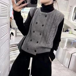 Women's Vests High-Grade Twist Sweater Vest Cardigan Women Autumn And Winter French Stacked Knit Sleeveless Waistcoat Top Thickened