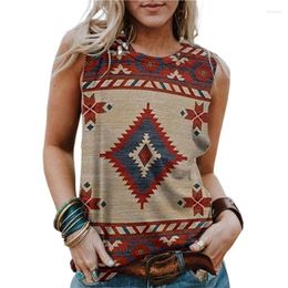 Women's Tanks Western Aztec 3D Print Tank Top Women Geometry Vintage Streetwear Y2k Tops Oversized Vest Off Shoulder Sleeveless Girls