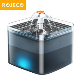 Supplies ROJECO Cat Water Fountain Philtre LED Automatic Pet Water Dispenser For Cat Accessories Auto Drinker for Cats Drinking Fountain