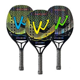 Tennis Rackets 12K Beach Tennis Racket Camewin Full Carbon Fiber Frame Holographic Feminino Masculina Kit Rude Surface Treatment With Bag 231124