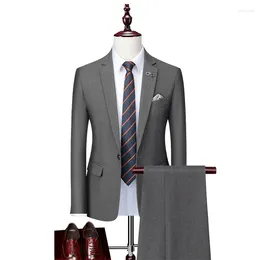 Men's Suits High Quality 6XL (Blazer Trousers) Italian Style Elegant Fashion Simple Business Casual Gentleman Slim Fit Two Piece
