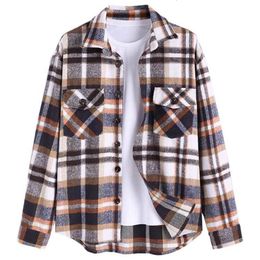 Men's Jackets Plaid Wool Blend Jacket Casual Button Up Long Sleeve Cargo Shacket with Flap Pockets Streetwear Outerwear 231124