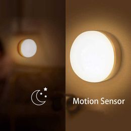 Lights 1Pcs Motion Sensor LED Night Light USB Rechargeable Wall-Mounted Bedroom Stairs Cabinet Wardrobe Body Induction Lamps AA230426