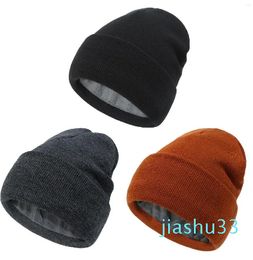 3PCS Spandex Hat Winter Practical Satin Lining Warm Casual Outdoor Hair Style Travel Soft Women's Knitwear