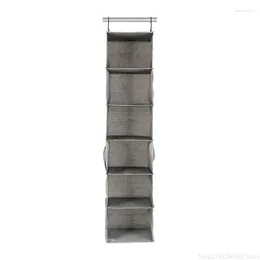 Storage Boxes 6-Shelf Hanging Closet Organiser With 3 Side Pockets