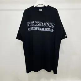 Men's T Shirts Oversized VTM Black T-Shirts Graffiti Printing Short Sleeves Embroidery Logo Men Women 1:1 Tops Tees