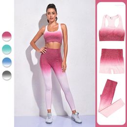 Active Sets Two Piece Set Women Yoga Clothing Suit Hanging Dye Bra Sports Trousers Sexy Seamless Knitted Fitness