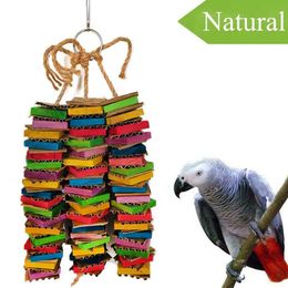 Toys Parrot Toys for Large Birds Cardboard Big Bird Toys African Grey Parrot Toys Natural Wooden Bird Cage Chewing Toy with Clip