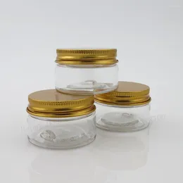 Storage Bottles 60pcs/lot 30g Portable Empty PET Plastic Jars With Aluminium Gold Lids 1oz Clear Pots Cosmetic Container