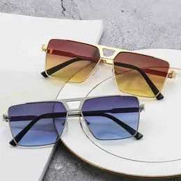 Sunglasses Large Frame Square Women's Brand Designer Metal Sun Glasses Men's Outdoor Driving Eyewear UV400