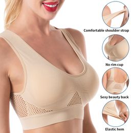 Bras Sports For Women Unwired Wireless S6XL Plus Size Sexy Backless Push Up Seamless Mesh Top Bra Without Bones Frame 230426