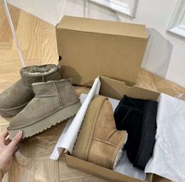 Designer Classic Ultra Mini Boots Snow Boot Platform Women Men Fur Sheepskin Tasman Tazz Chestnut Sand Mustard Seed Beige Driftwood Australian Winter Ankle shoe OUO