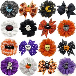 Leashes 30/50pcs Halloween Dog Bow Tie Removable Dog Collar Bat Pumpkin Style Dog Bow Tie Dog Collar Dog Flower Collar Dog Accessories