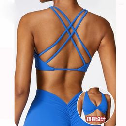 Women's Tanks Fashionable Sexy Women Cross Strap Workout Sports Top Push Up Sport Bra Yoga Gym Crop Brassiere Fitness