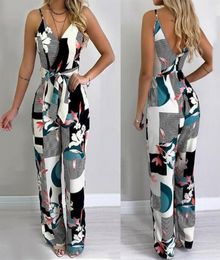 Women039s Jumpsuits Rompers Women Summer Beach Wide Leg Holiday Jumpsuit Ladies Evening Party Sexy Floral Print Sleeveless V6653054