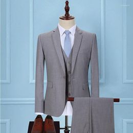 Men's Suits Three-piece Suit With Trousers Tie Korean Slim-fit Business Man Groom Wedding Dress