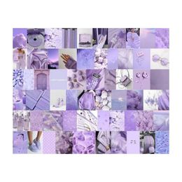 Wall Stickers 50PCS Purple Aesthetic Collage Kit Girls Violet Dorm Bedroom Decor Po Collection Girl Heart Posters