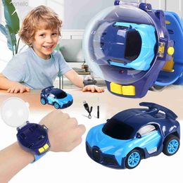 Diecast Model Cars Cartoon Mini RC Car Watch Toys Children Electric Wrist Rechargeable Racing Remote Control For Boys Girls Gift