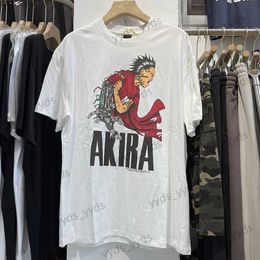 Men's T-Shirts Akira Vintage Tee Loose Casual Cartoon Mechanical arm print Short Sleeve Streetwear High Quality Anime Clothes Men T Shirt T231127