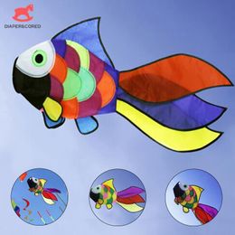 Kite Accessories Cute Rainbow Fish High Quality Nylon Windsock Outdoor Garden Decor Kids Line Laundry Toys Random Color 230426