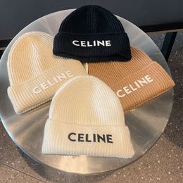 CEL Autumn Winter Knitted Hat Big Brand Designer Beanie/Skull Caps Stacked Hat Baotou Letter Ribbed Woolen Hat