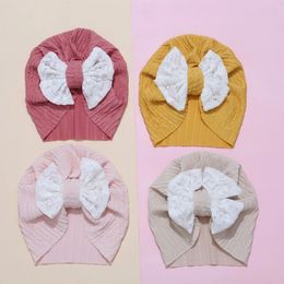 New Fashion Cotton Knotted Hats for Baby Girls Beanie Caps Lace Bow Infant Turban Newborn Headwear Spring Hat Bonnet Caps Kids