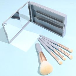 Makeup Brushes 5 Pcs Portable Cute Tool Plastic Box Packing Travel Use Cosmetic Set Multiple Colours