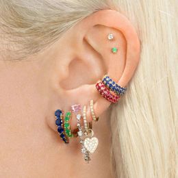 Backs Earrings Trend Red Rhinestone C Shape Cartilage Clamp Zircon Ear Clip For Women Polished Gold Colour No Pierced Minimalist Jewellery