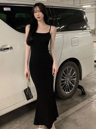 Casual Dresses Autumn Pure Sleeveless Dress Women Sexy Sheath Sweet Korean Style Fashion All-match Arrival Chic