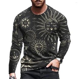 Men's T Shirts 3D Creative Sun Print Fashion Y2k Tops Graphic Casual Trend Long Sleeved Round Neck T-Shirt Autumn Clothing2 023