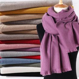 Scarves Unisex Adult Keep Warm Winter Women Tassel Pashmina Stole Wraps Long Shawls Men Scarf Pure Colour Accessories 70 200cm