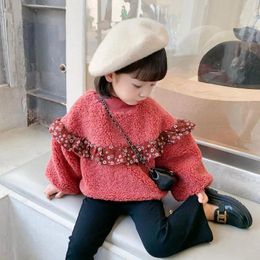 Jackets Coats Girls Long Lambhair Sweater Autumn Winter Season Undershirt Children Clothing Korean Tide Round Collar