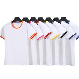 Family Matching Outfits Polyester Tees Summer Raglan Short Sleeve Round Neck Tops for Adult Kids Sublimation Blank White Tshirt Family Matching Outfits 230427