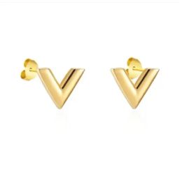 Cute Size Stainless Steel Fashion Studs Silver Rose Gold Earring Man Women Designers Earings Love V Letter engagement Jewellery Wholesale